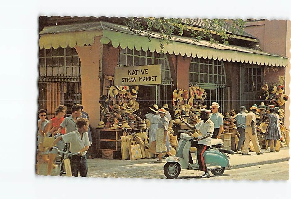 Postcard Native Straw Market Bay Street Nassau Bahamas