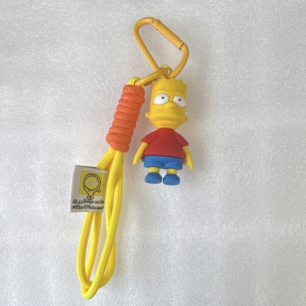 Bart Simpson Plastic Detachable Keyring Keychain Yellow Lanyard Strap