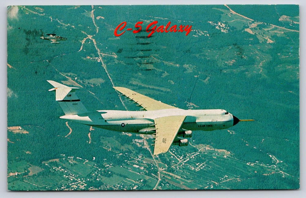 Military Aviation~Travis AFB~US Air Force C-5 Galaxy~Lockheed~1972 Postcard