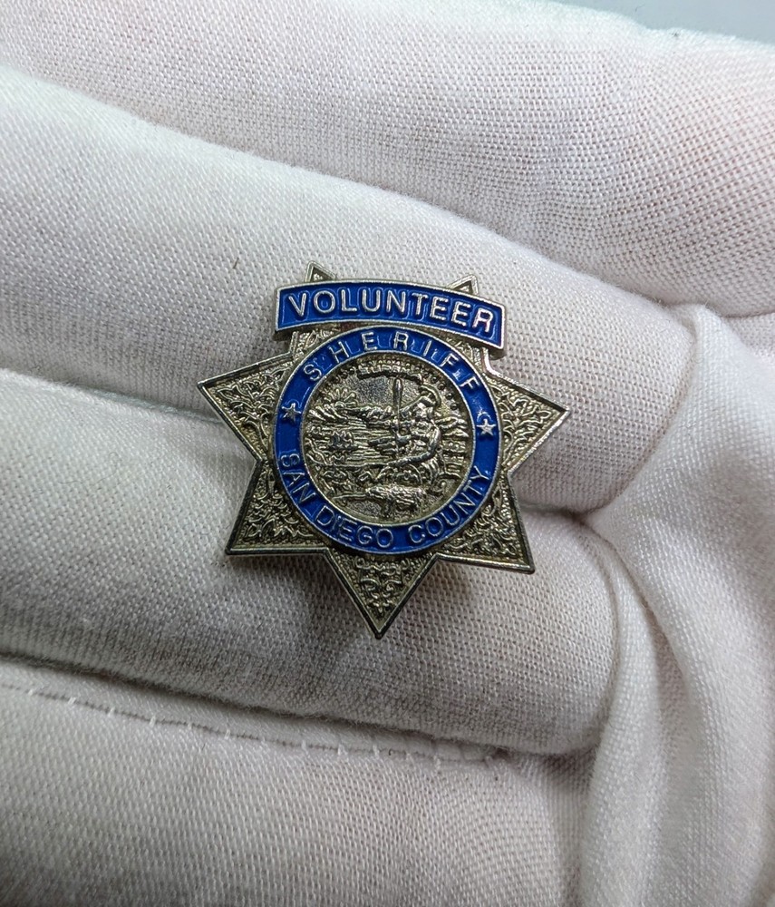 San Diego County Volunteer Sheriff Star Badge Silver Tone Lapel Pin