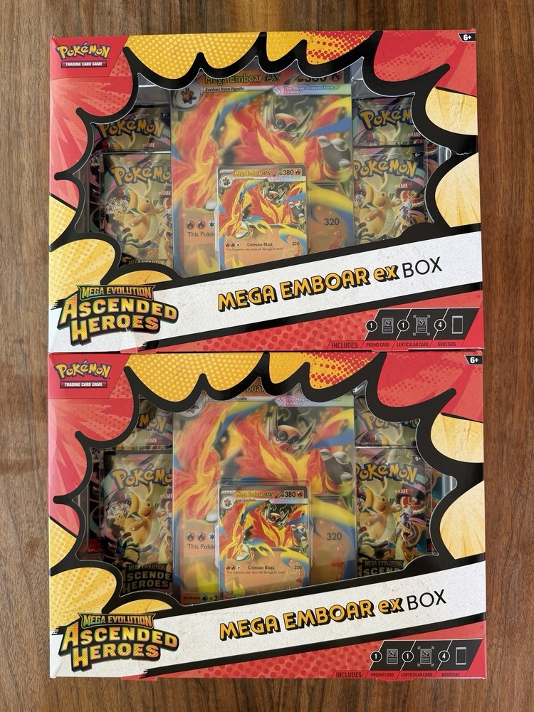 Pokémon Mega Evolution Ascended Heroes Mega Emboar EX Box Booster SEALED x2
