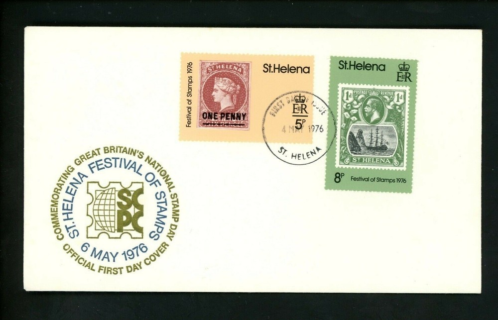 Postal History St. Helena FDC #295-296 Stamp on Stamp philatelic 1976