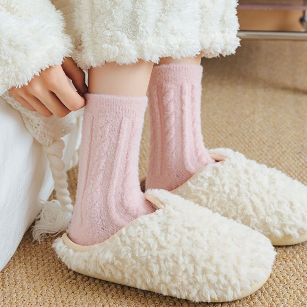 Winter Warm Coral Fleece Socks Women Men Solid Loose Sleeping Sock Velvet  wi