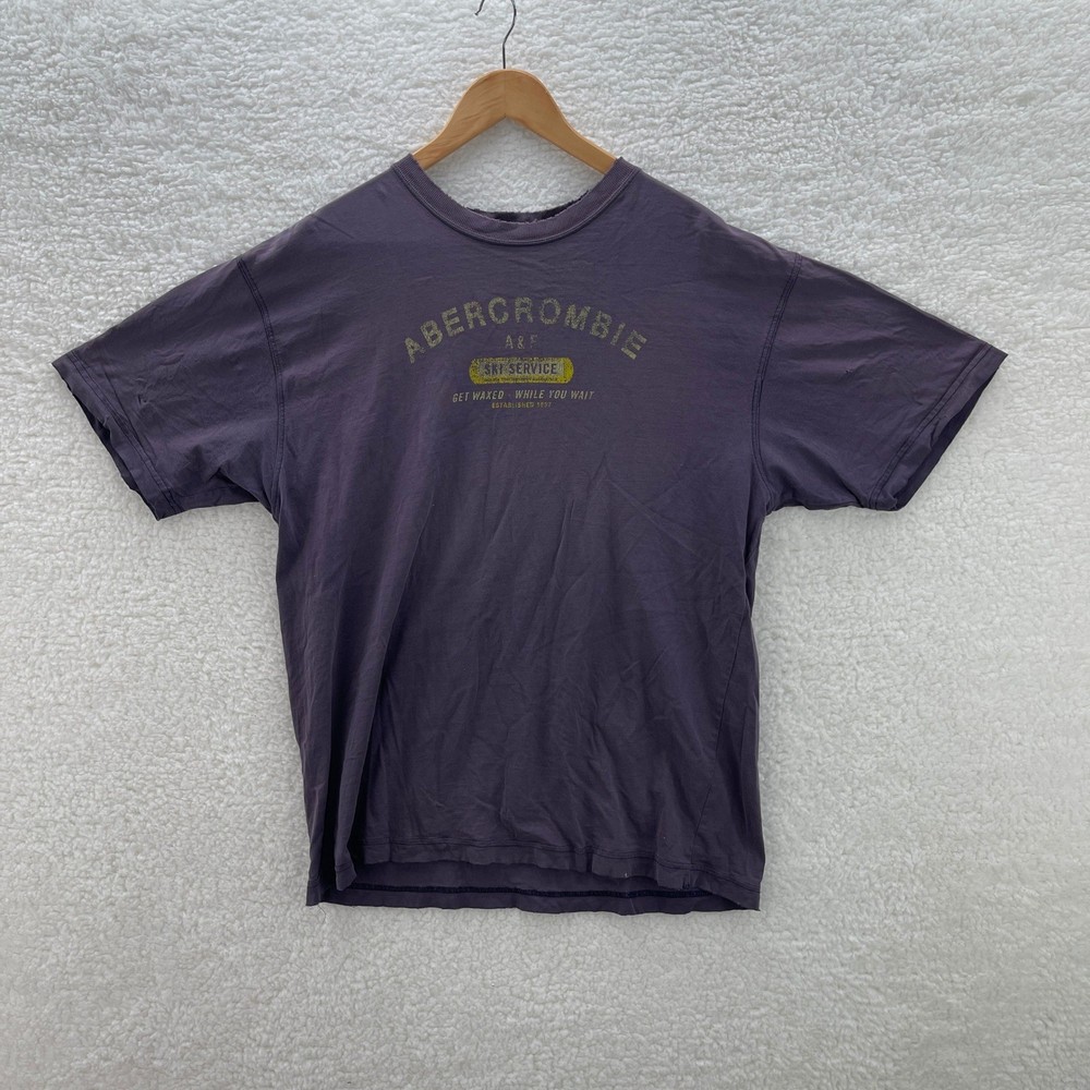 Vintage Abercrombie & Fitch Shirt Mens Large Navy Blue Y2K Ski Distressed 90s