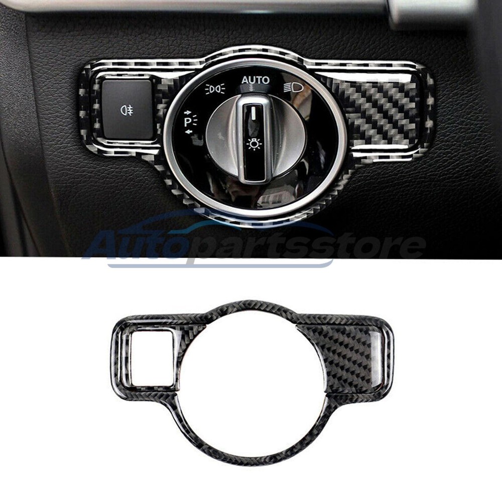 For Mercedes-Benz A C E CLA GLA GLE Carbon Fiber Headlight Switch Cover Decor