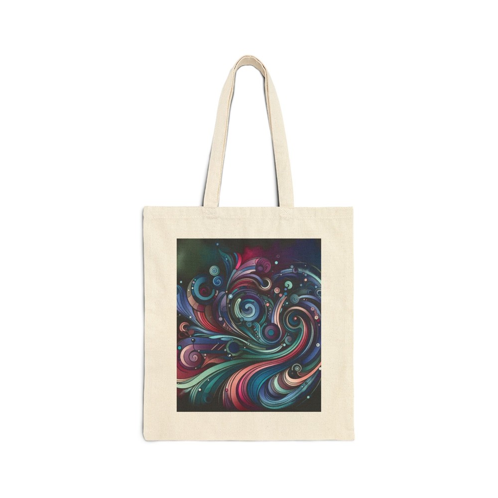Cotton Canvas Tote Bag with Teal Fuchsia Purple Black Abstract Design - Perfect Gift