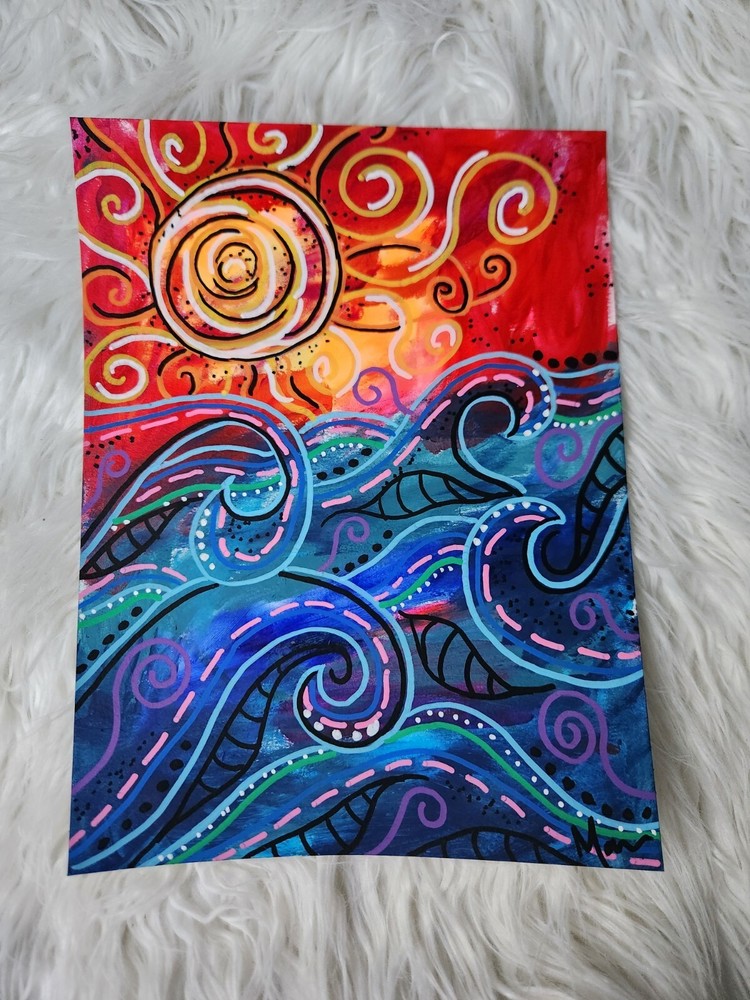 Maria Scalf Landscape Seascape Abstract Street Pop Graffiti Modern Signed 9x12-image