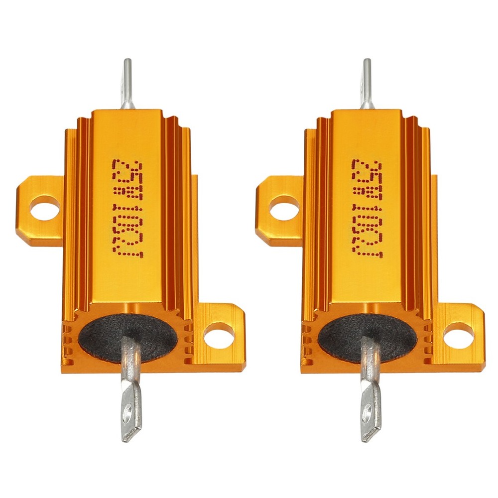 2 Pcs Aluminum Case Resistor, Great for Daily Use (Gold, 25W 10 Ohm)