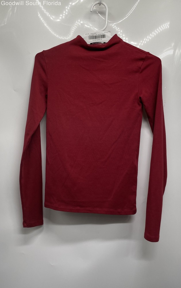 Zara Womens Red Long Sleeve Mock Neck Stretch Pullover Sweater Size Small