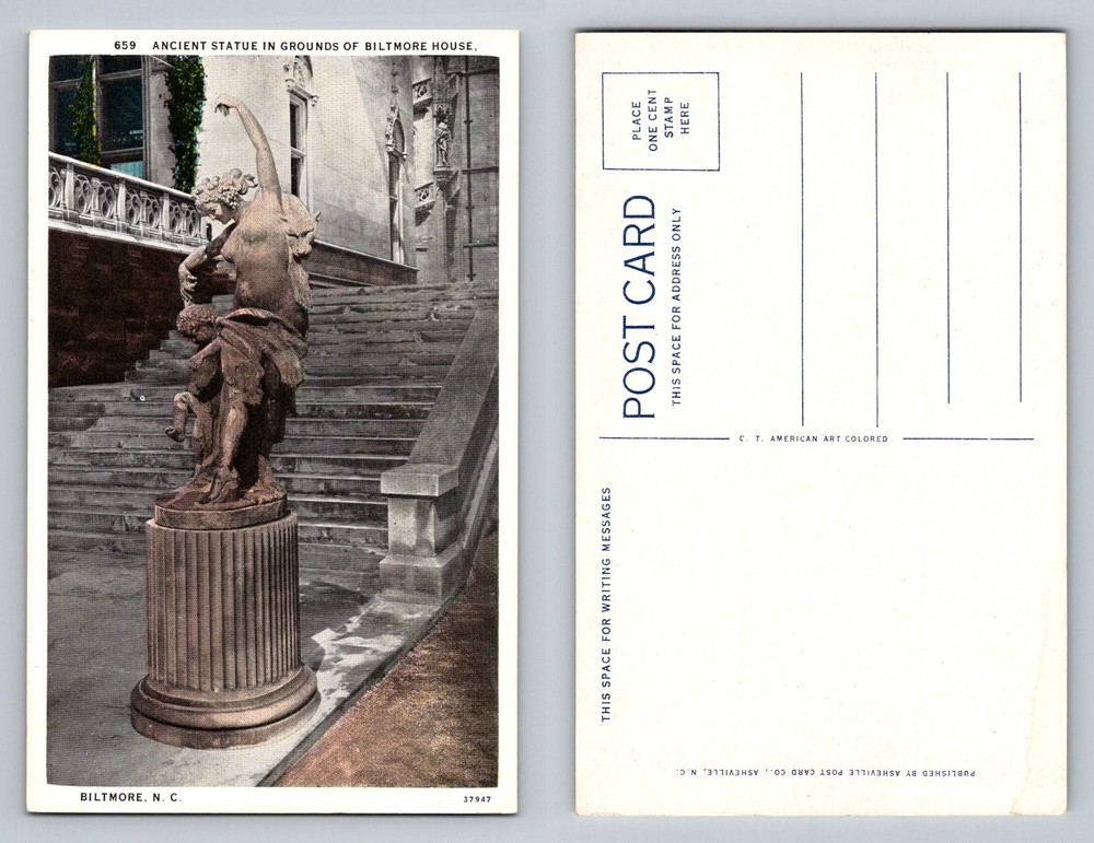 Biltmore, NC-North Carolina, Biltmore House Ancient Statue Vintage Postcard