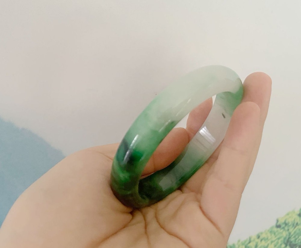 Certified Grade A Green 58mm Natural Burma Jade jadeite Bangle Bracelet 5333