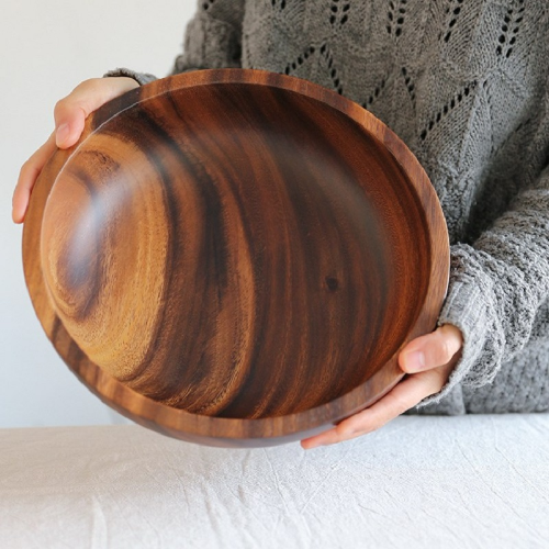 Acacia Wood Bowl Japanese Anti-scalding Wooden Soup Bowl Fruit Salad Bowl Set-image