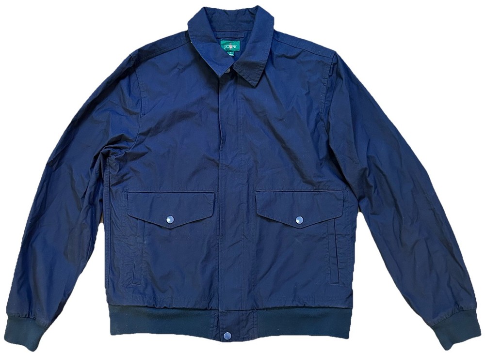 J.Crew Men's Navy Blue Flight Bomber Jacket Poplin Full Zip Sz M