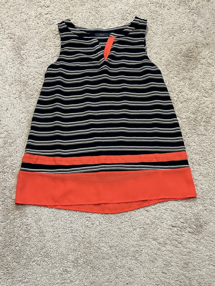 THML Womens Shirt Size XS Multicolor Striped Classic Dressy Flowy Comfort
