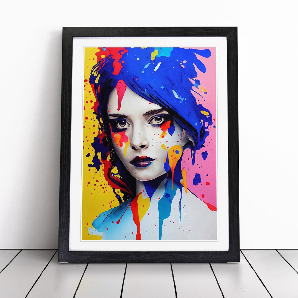 Paint Splashed Woman No.2 Wall Art Print Framed Canvas Picture Poster Decor