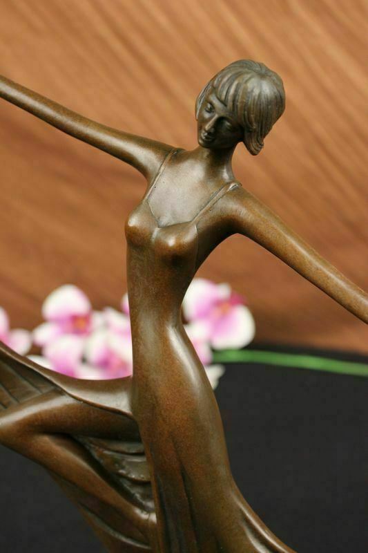 Mid century modern French Milo bronze dancer sculpture abstract solid bronze modernist-image