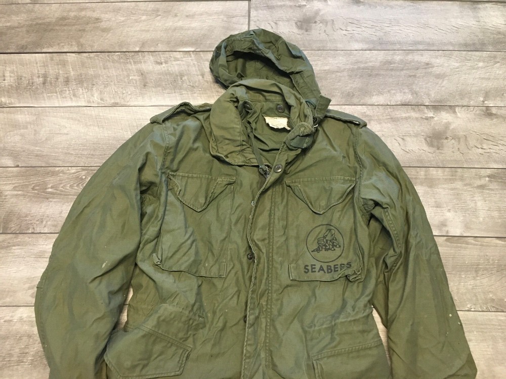 OG107 Vietnam Field Coat Jacket Small Seabees Alpha Industries Vtg US Army M65