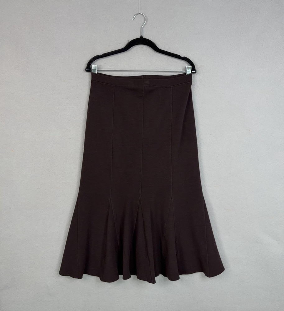 Eileen Fisher Skirt Womens Small Brown Wool Knit Trumpet Flare Maxi Minimal USA