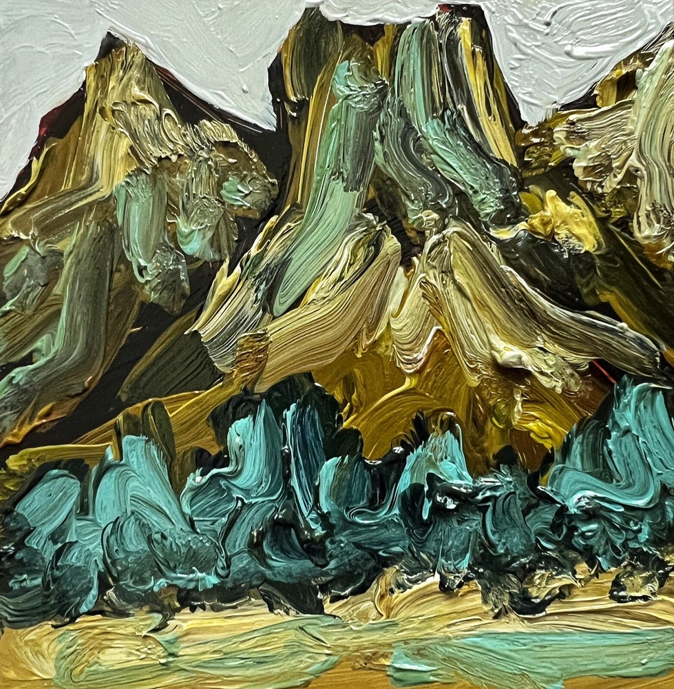 Abstract Mountain Forest Oil Painting by Ukrainian Artist – Original Landscape Art-image