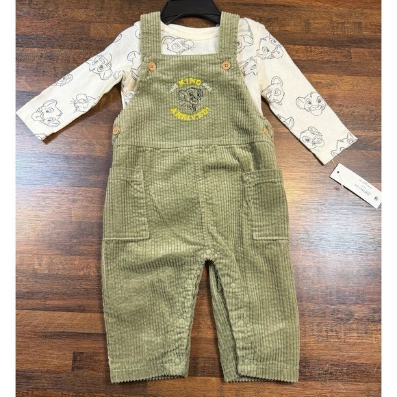 NWT Simba Lion King corduroy overalls and shirt.  Size 6/9 months.  Disney