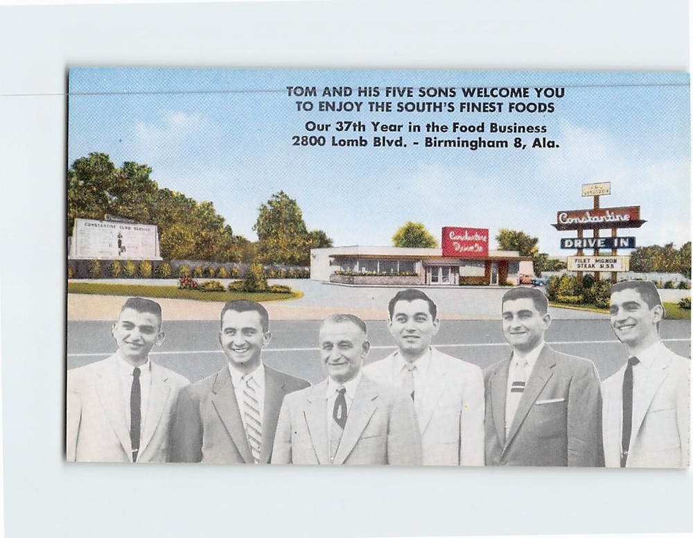 Postcard Tom & His 5 Sons Constantine Drive In Birmingham Alabama USA