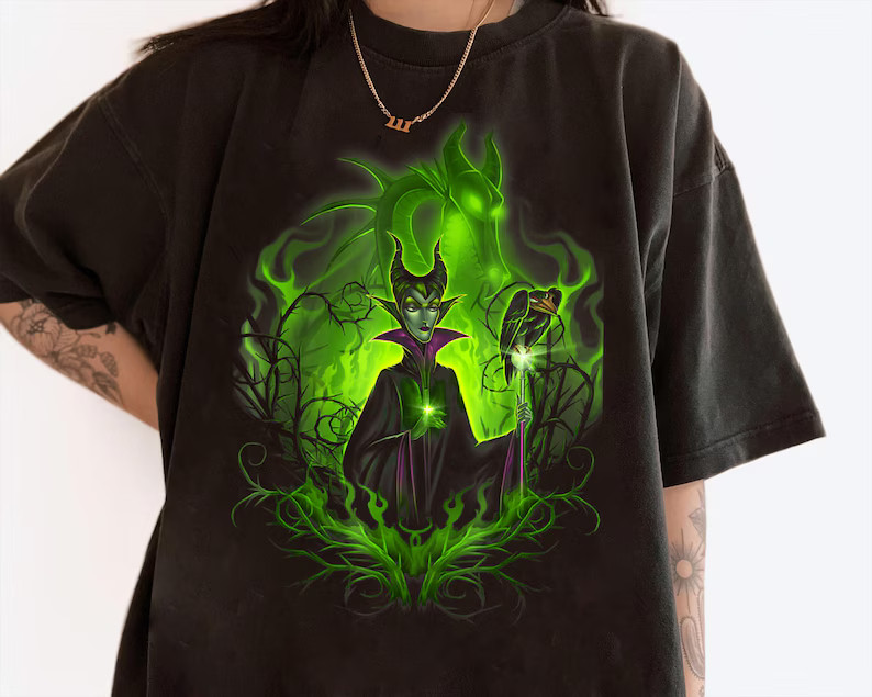 Disney Sleeping Beauty Dark Detailed Maleficent T-SHIRT UNISEX3