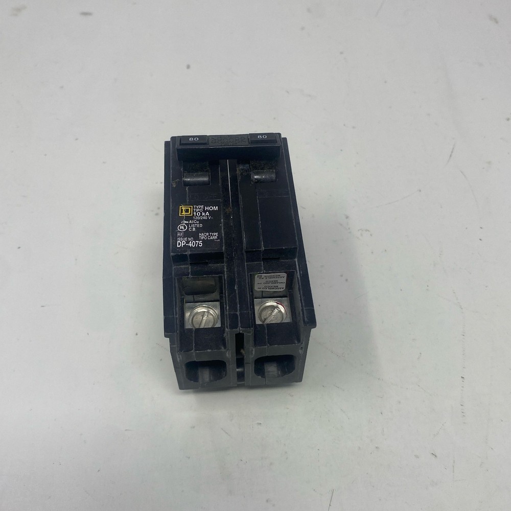 Square D Homeline HOM280 80A 2-Pole Circuit Breaker, Black