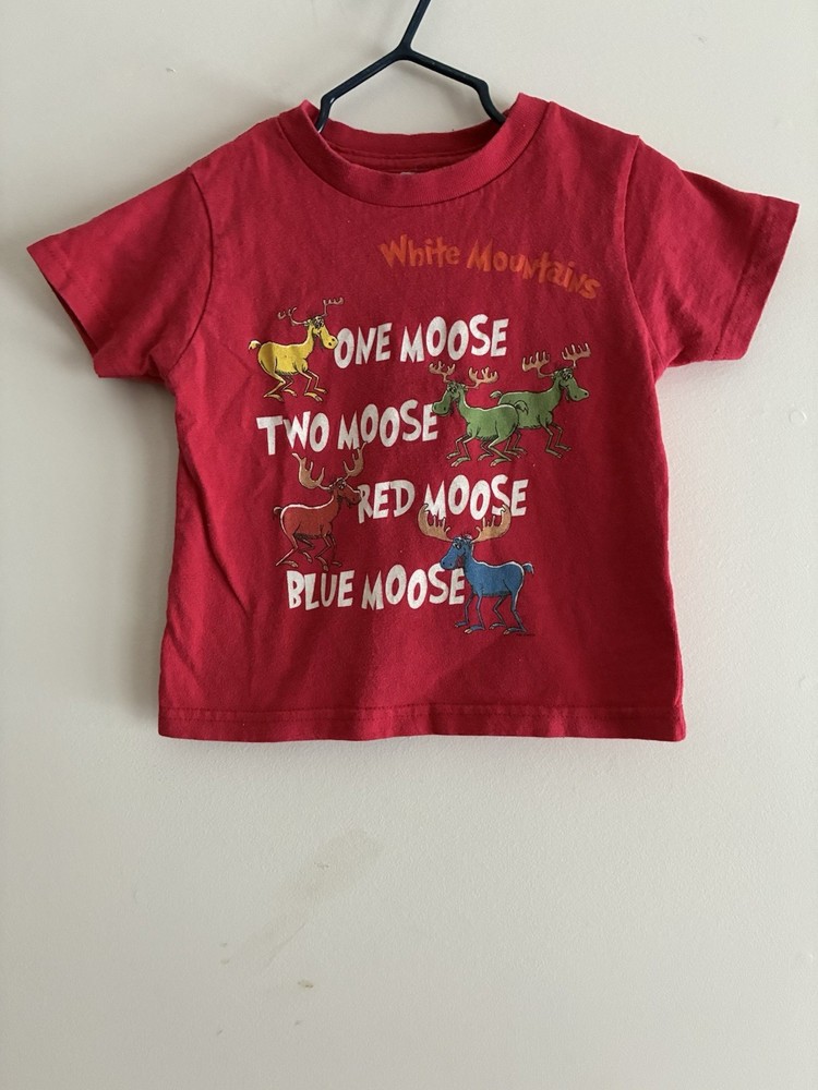 Dr. Seuss Toddler Boy Girl One Moose Two Moose Cotton Short Sleeve Shirt Red 3