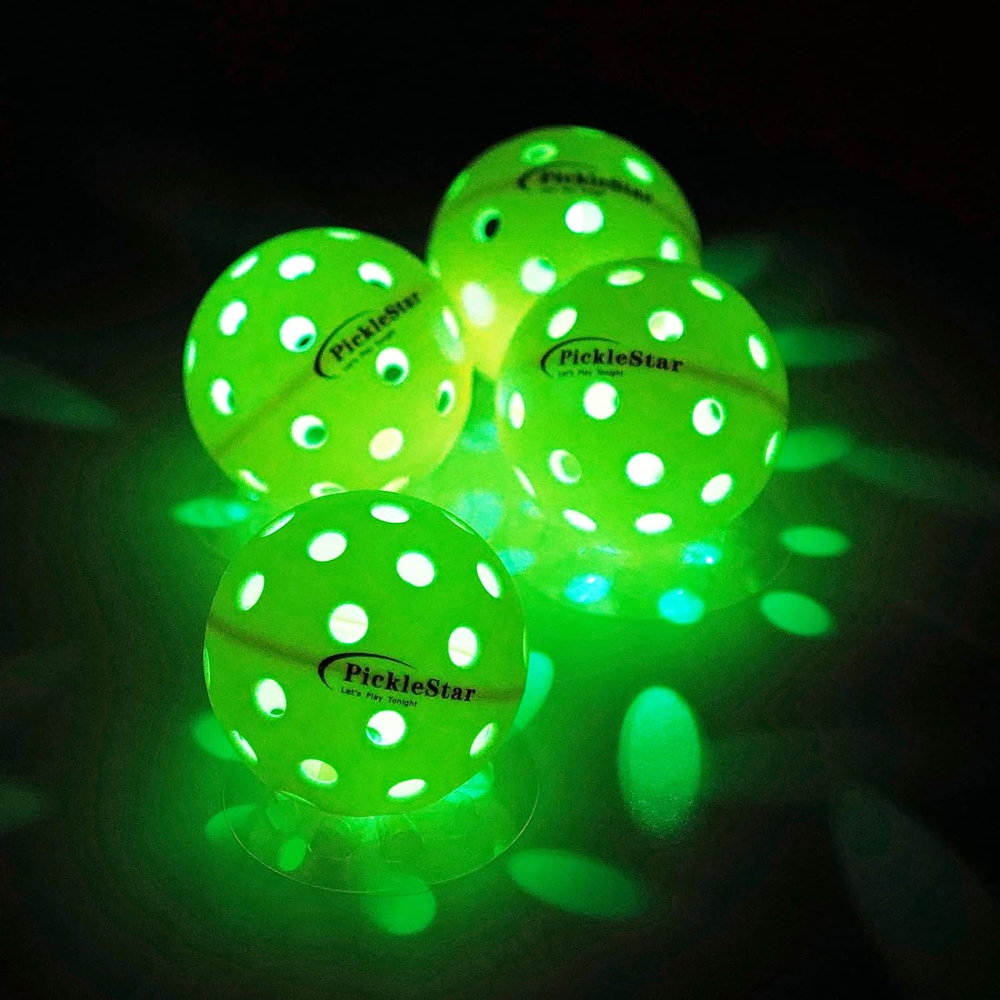 PickleStar LED Pickleball Balls: Glow, Balanced Bounce. 4-Pack, Long-Life.