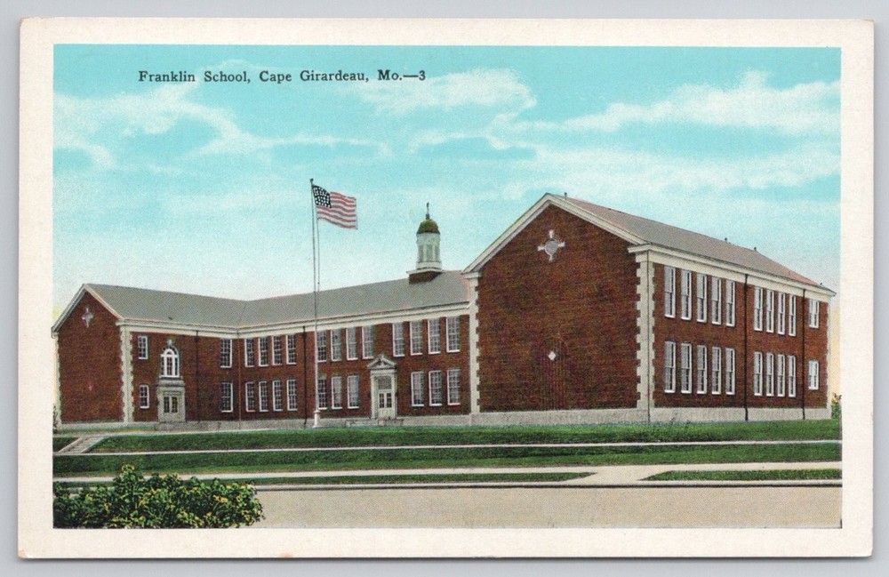 Franklin School Cape Girardeau MO Linen Postcard E. C. Kropp 1930s