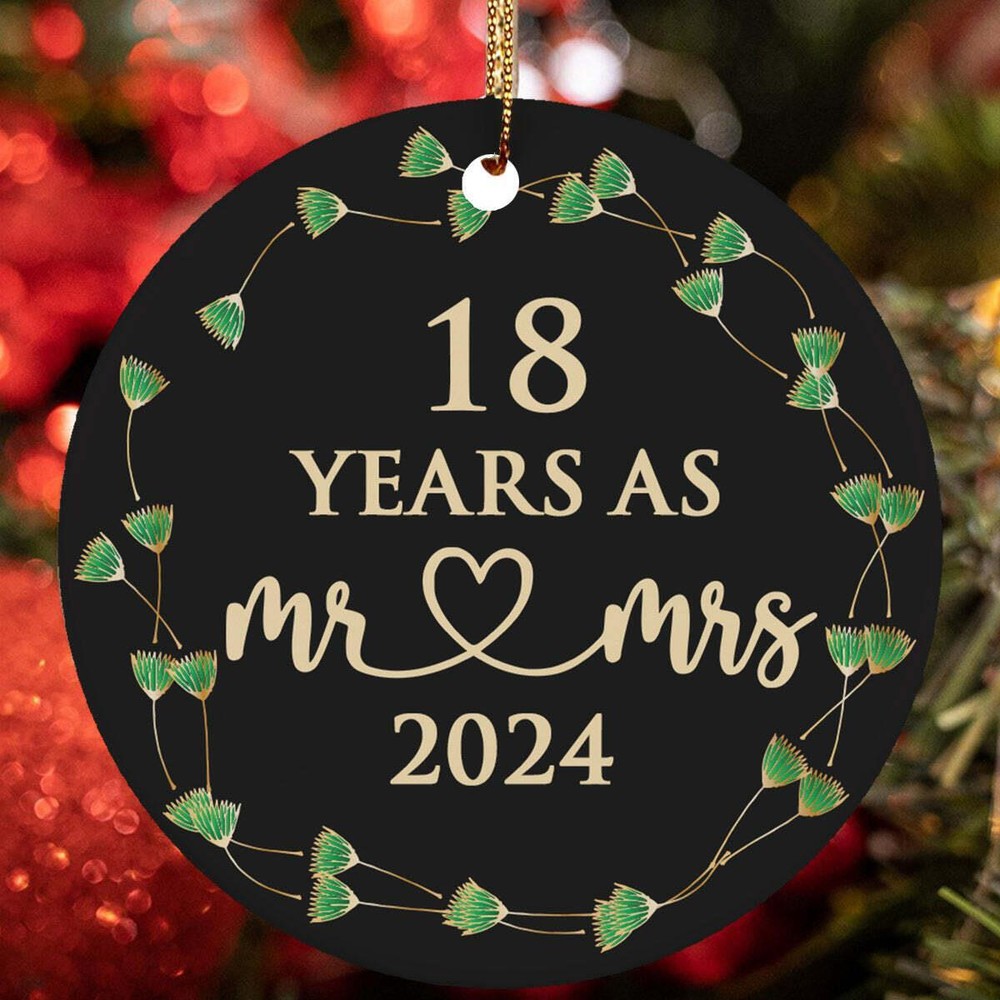 18 Years As Mr   Mrs Ornament 18th Anniversary Christmas Gift Tree Decor Hanging