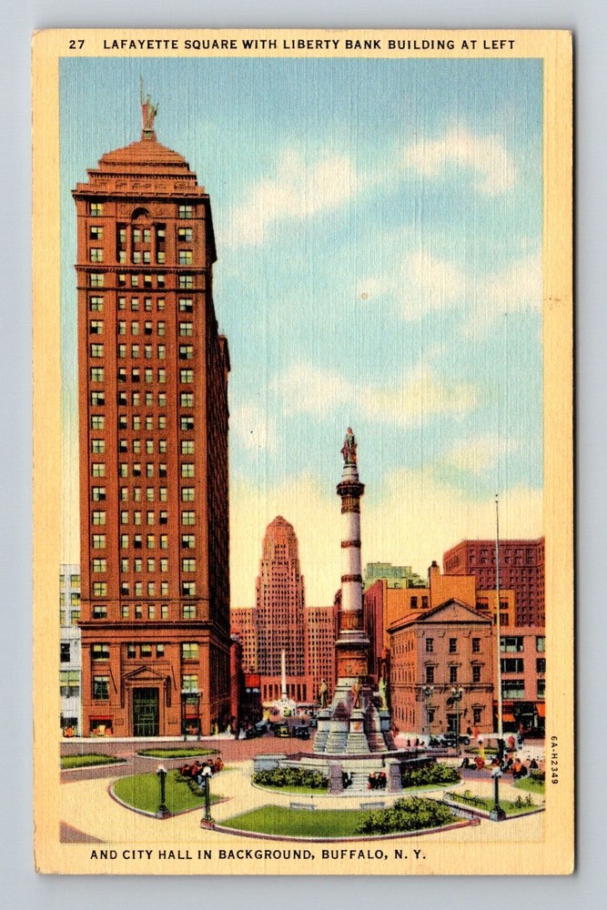 Buffalo, NY-New York, Lafayette Square Liberty Bank Vintage c1943 Postcard