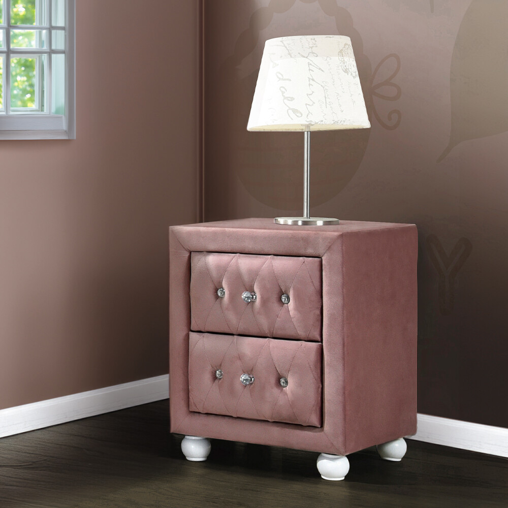 NEW Pink 2-Drawer Nightstand
