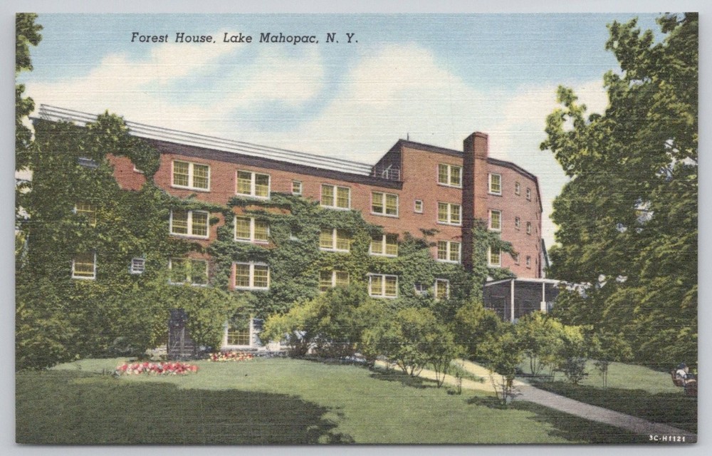 Forest House Lake Mahopac NY Linen Postcard 1940s Curt Teich Resort Hotel
