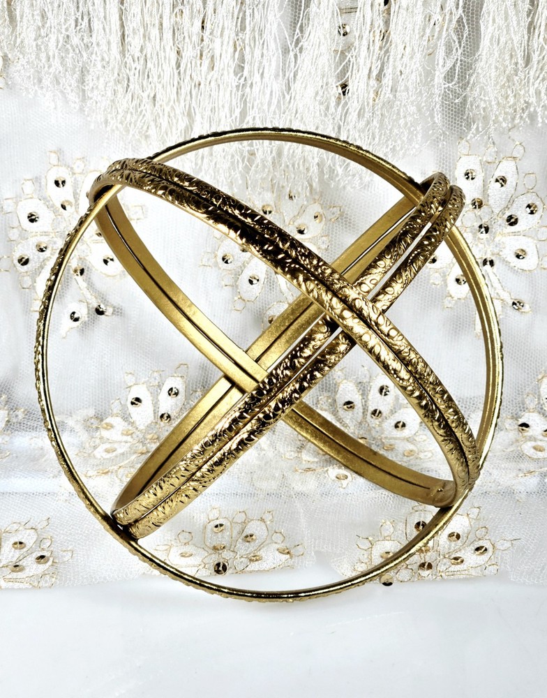 Gold Metal Wrought Iron Orb Sphere Textured 7