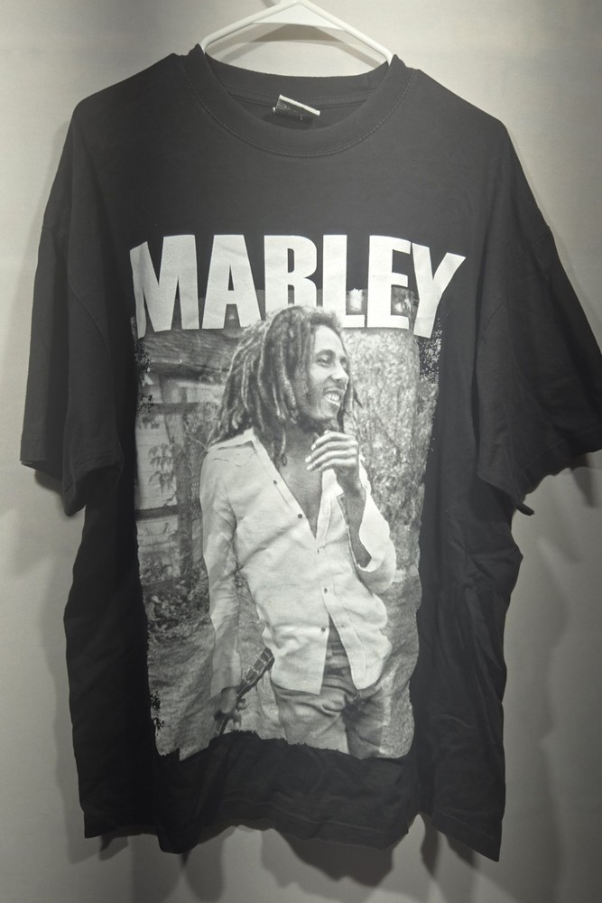 Bob Marley Black & White Picture T Shirt Size 2XL Reggae Band Tee