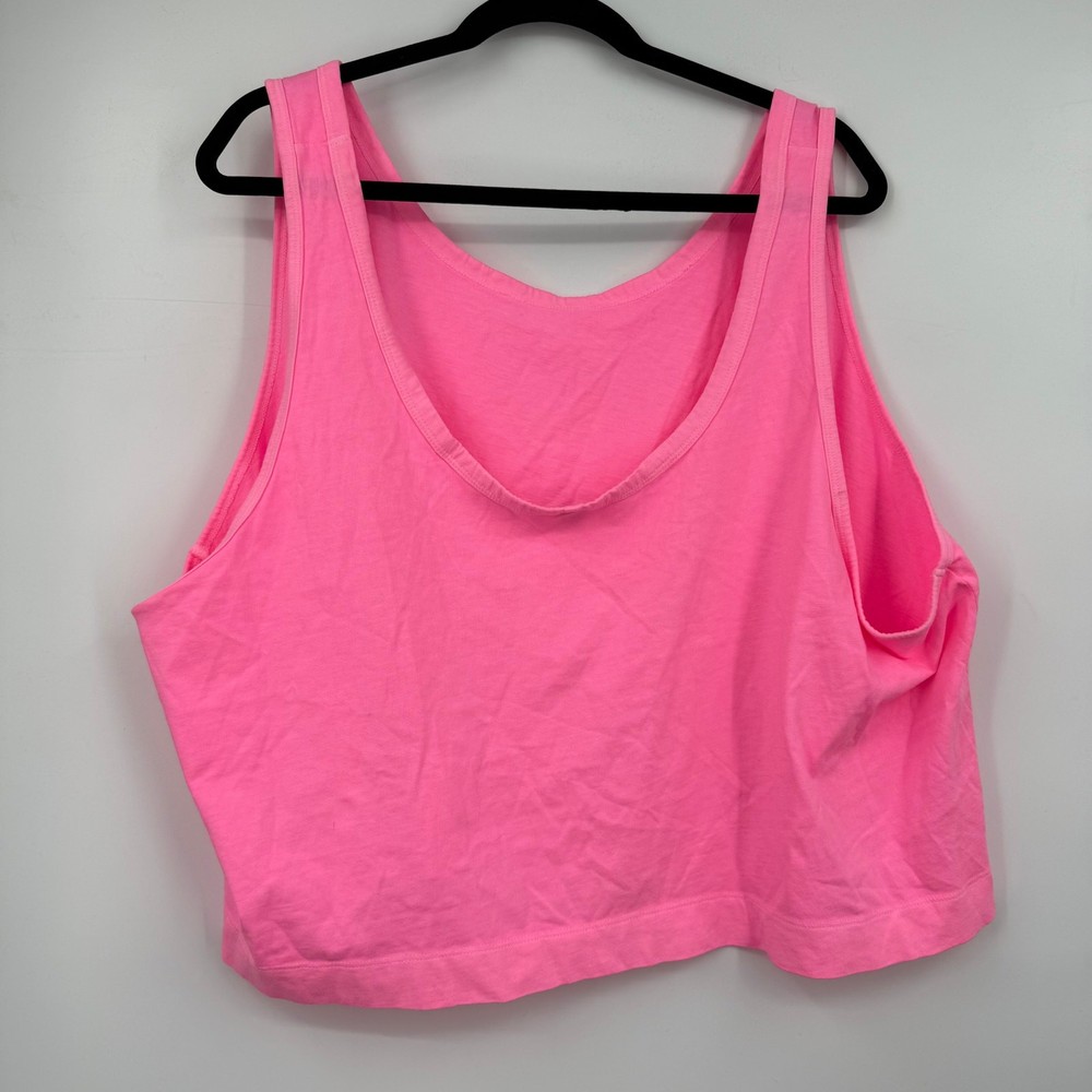 Old Navy Women's 100% Cotton Scoop Neck Crop Tank Top Sleeveless Size 4X Pink