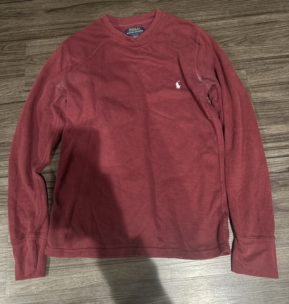 Polo Ralph Lauren T-Shirt Mens Small Red Long Sleeve Crew Neck