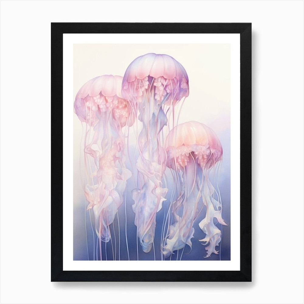 Box Jellyfish Watercolor Framed Wall Art Canvas Print Poster