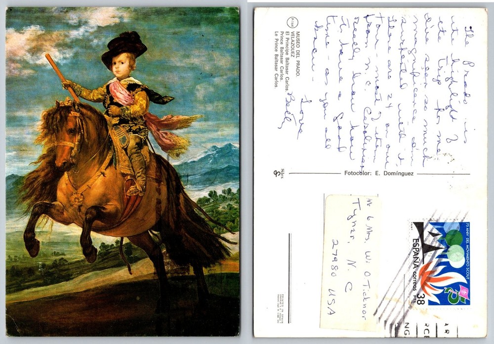 Velazquez Prince Baltasar Carlos Postcard Museo del Prado Spain 1972 Posted 1982