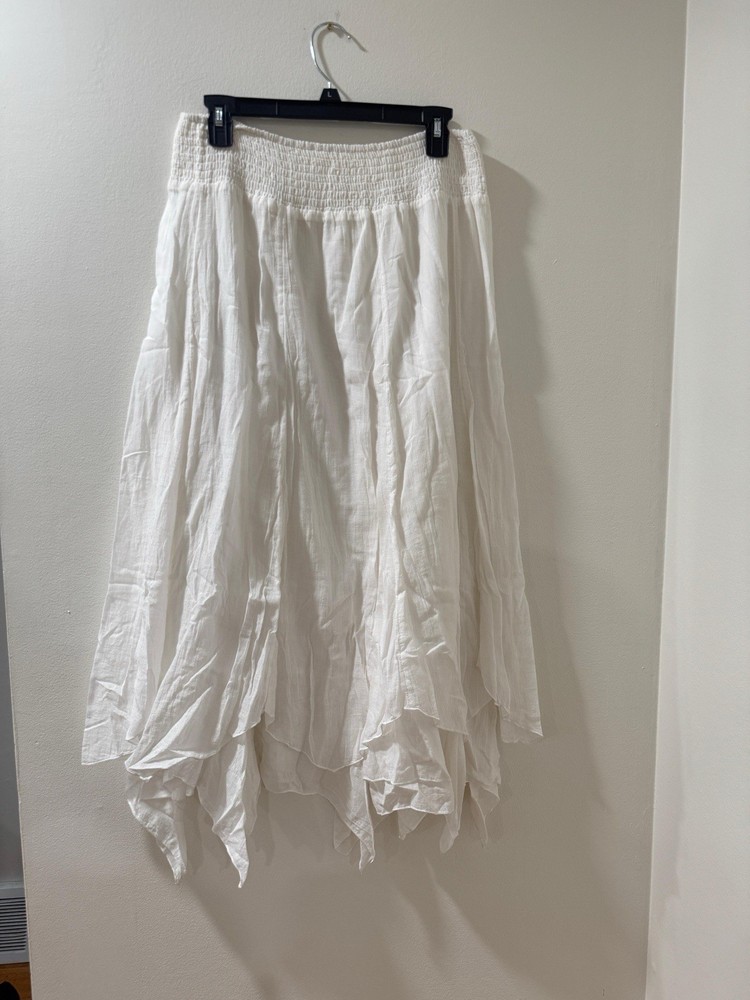 Style & Co White 100% Cotton Ruffle Bottom Skirt Women's Size Small