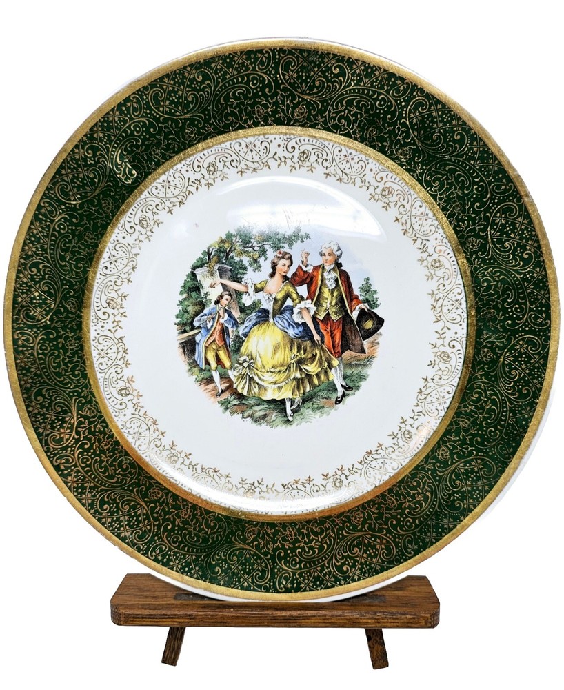 Royal China Inc. Warranted 22K Gold Colonial Dancing Couple Dinner Plate 11