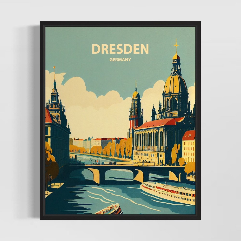 Dresden Germany Retro Art Print Dresden Wall Art Illustration Dresden Vintage