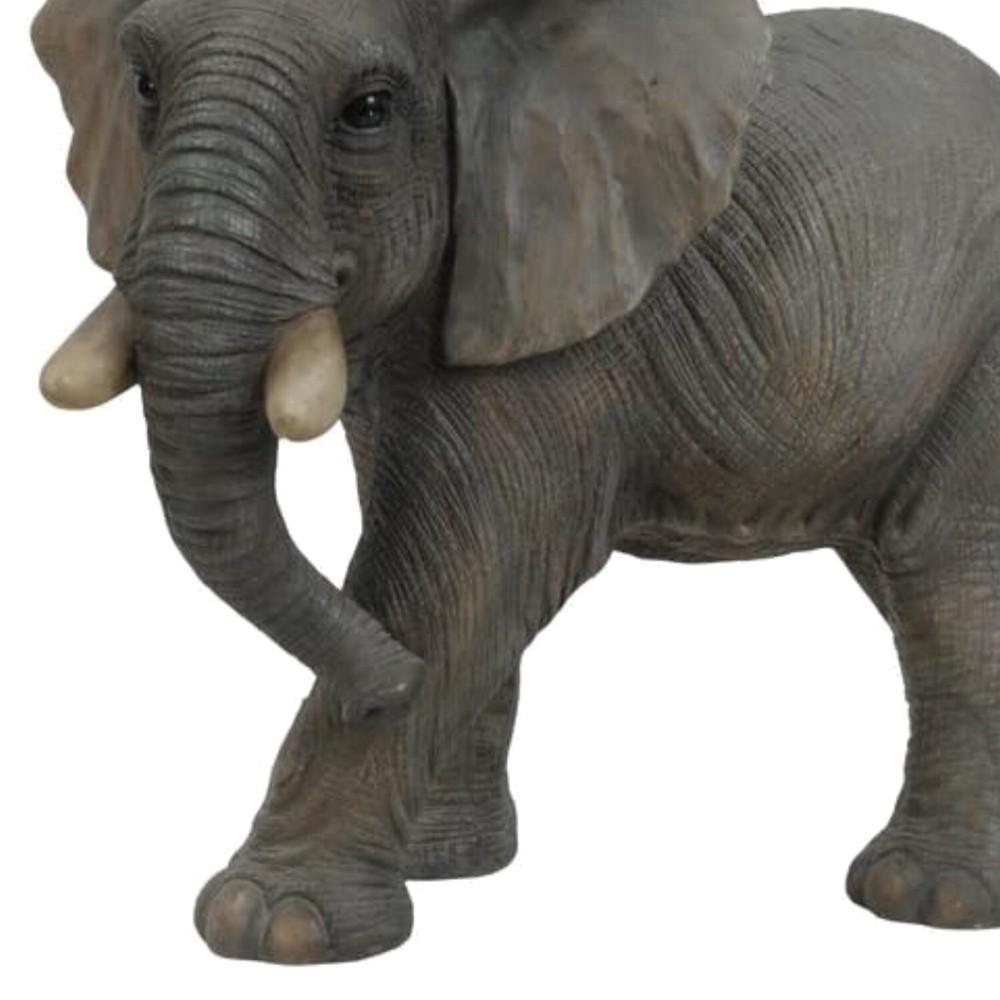 Elegant Painted Black Walking Elephant Figure – Perfect Gift for Gardens