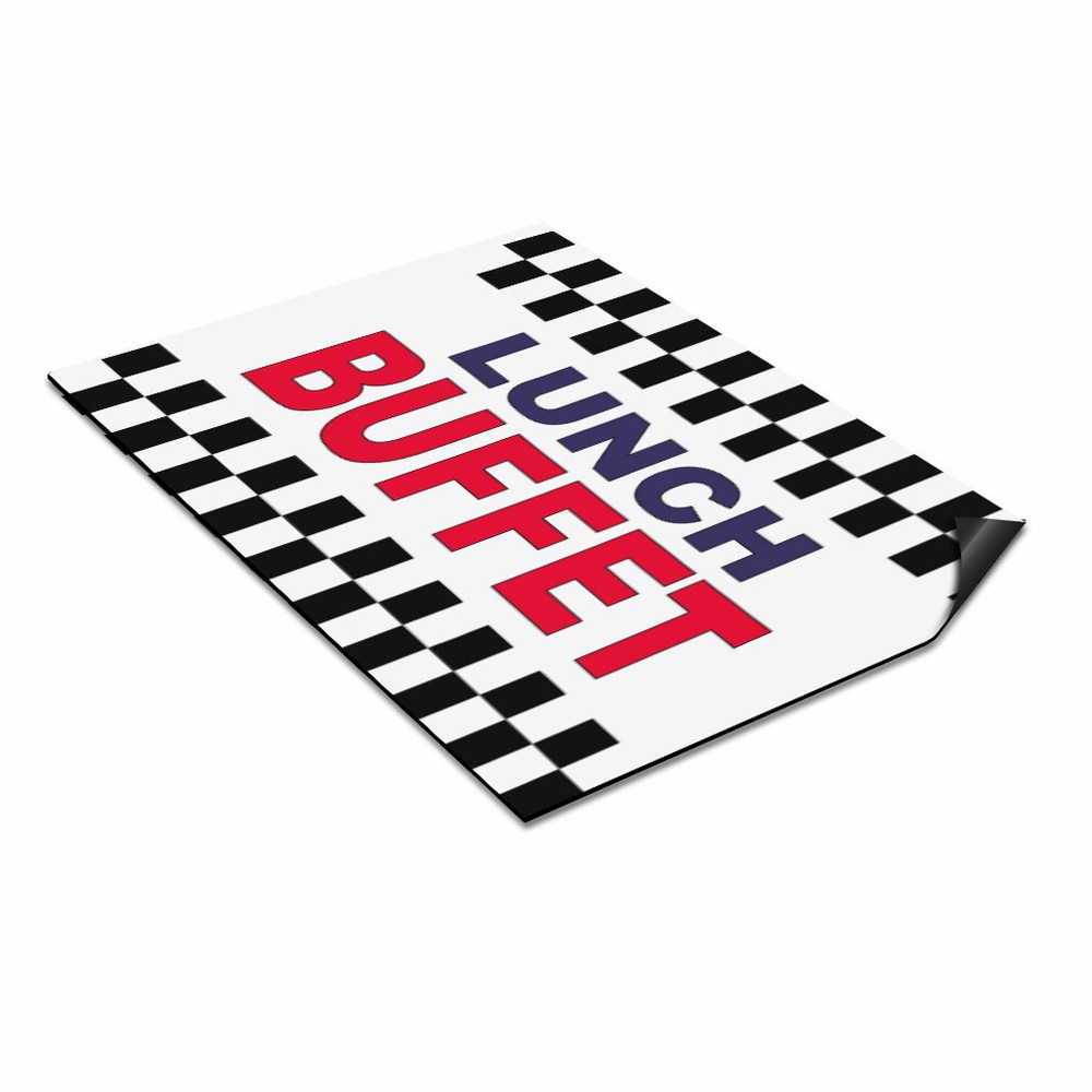 Car Magnet Set of 2 Lunch Buffet Blue Red Food Bar Restaurant Food Truck