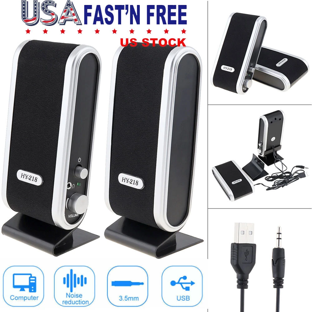 New PC Computer Speakers 2.0 Stereo USB 3.5 mm Jack Desktop Laptop Clear Sound