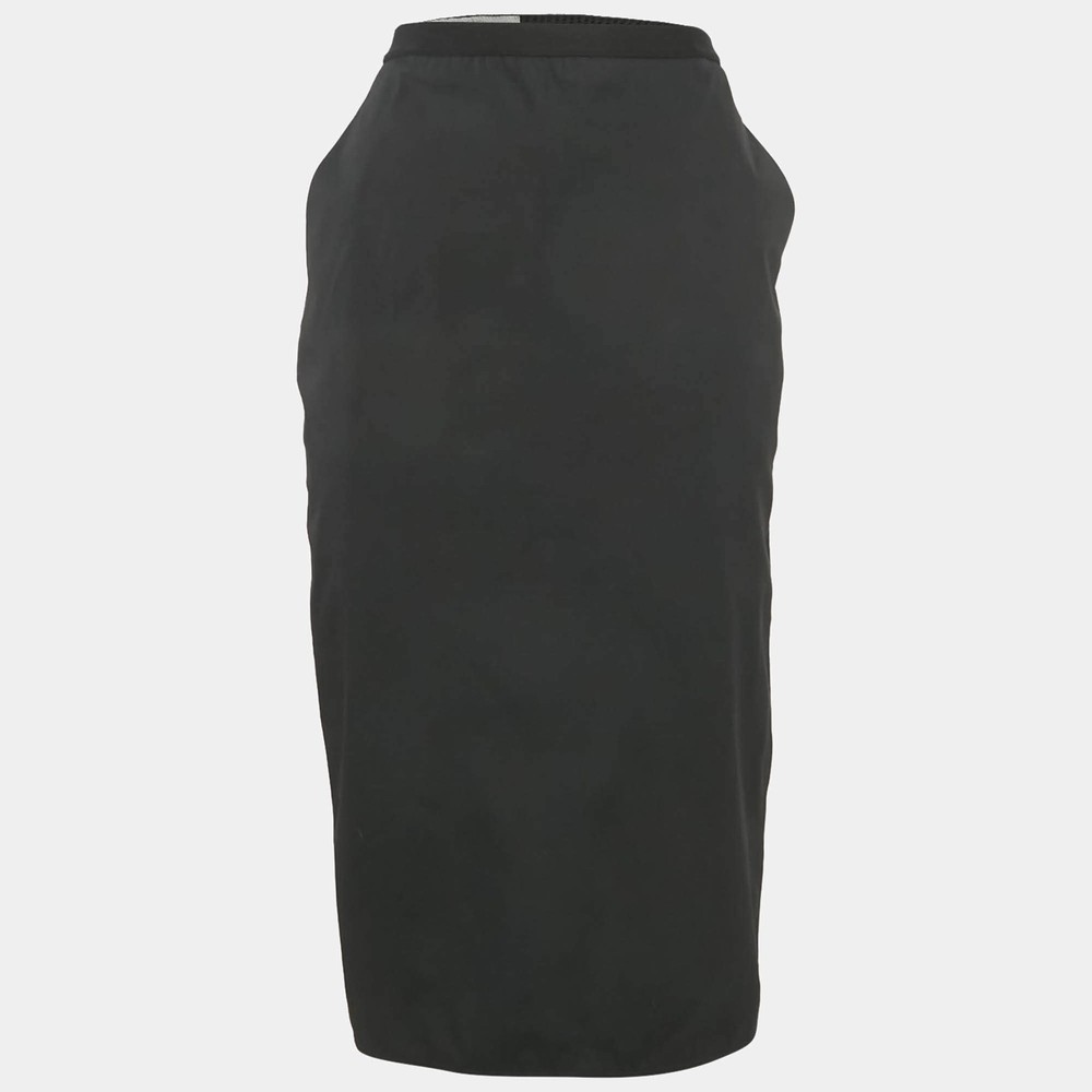 Rick Owens Black Cotton Midi Skirt L