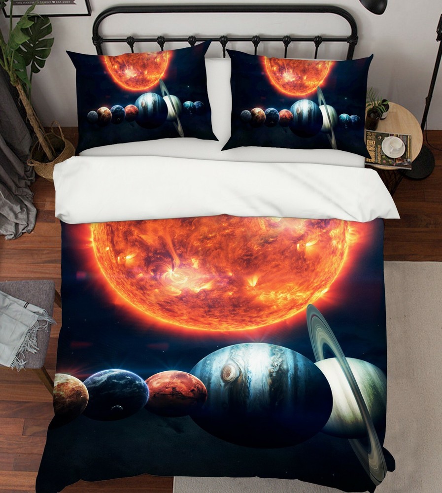 3D Sun Earth ZHUA251 Bed Pillowcases Quilt Duvet Cover Set Queen King Zoe
