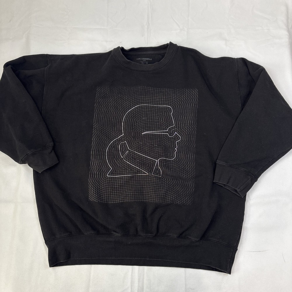 Karl Lagerfeld Paris Logo Black Faded Sweatshirt Womens XL