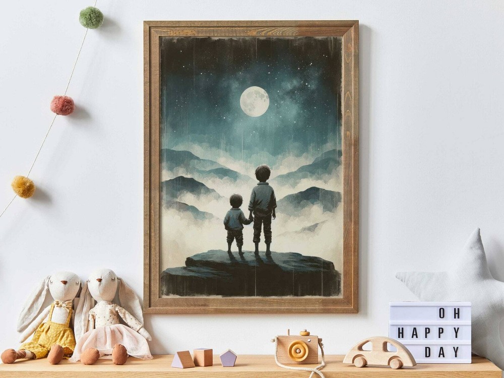 Brothers Room Print Two Brothers Painting Brothers Bedroom Decor Adventure